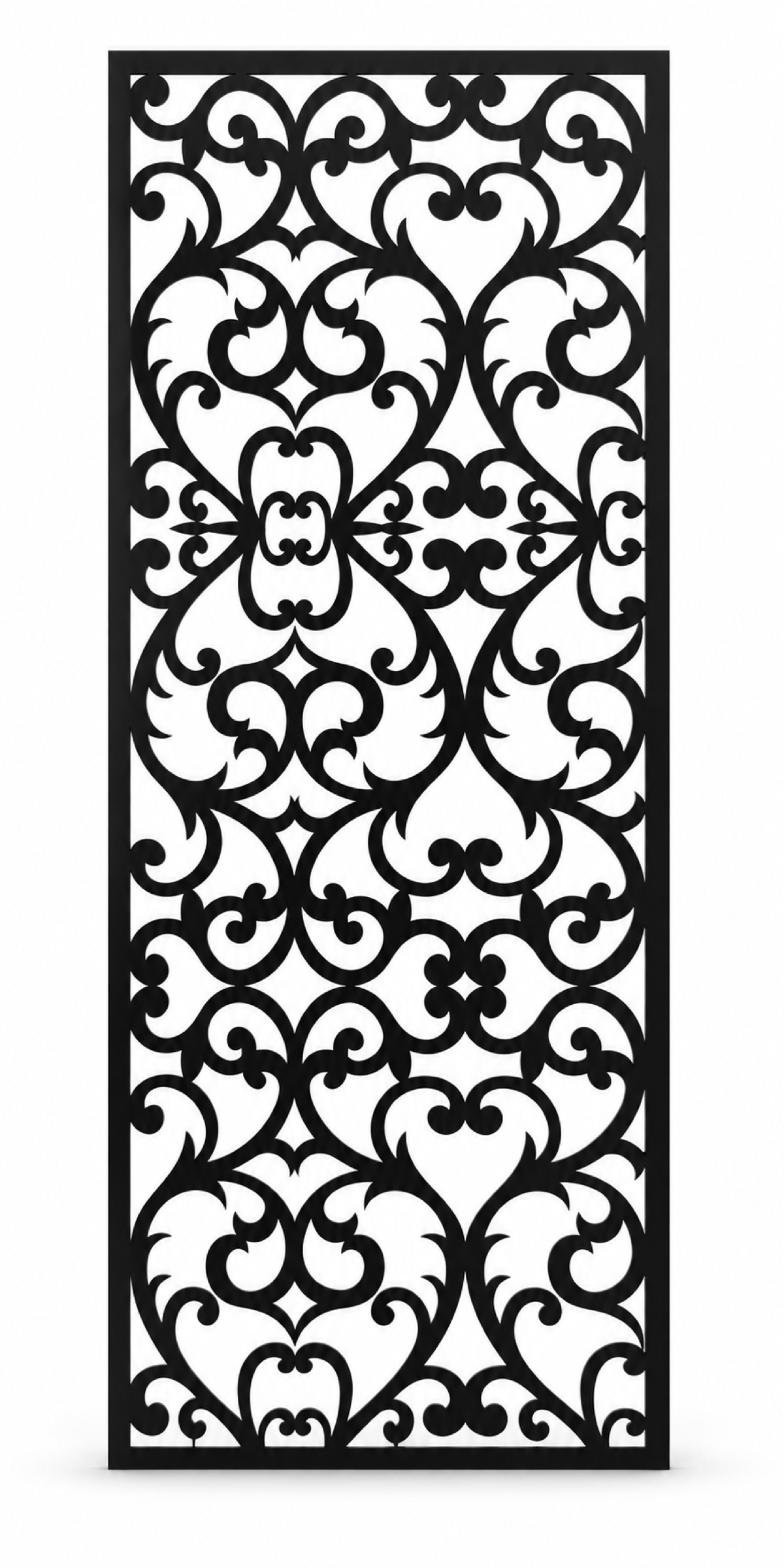 Design 381 Ornate Floral Damask Laser Cut Metal Privacy Screen Panel front main view