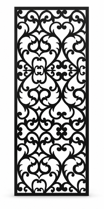 Design 381 Ornate Floral Damask Laser Cut Metal Privacy Screen Panel front main view