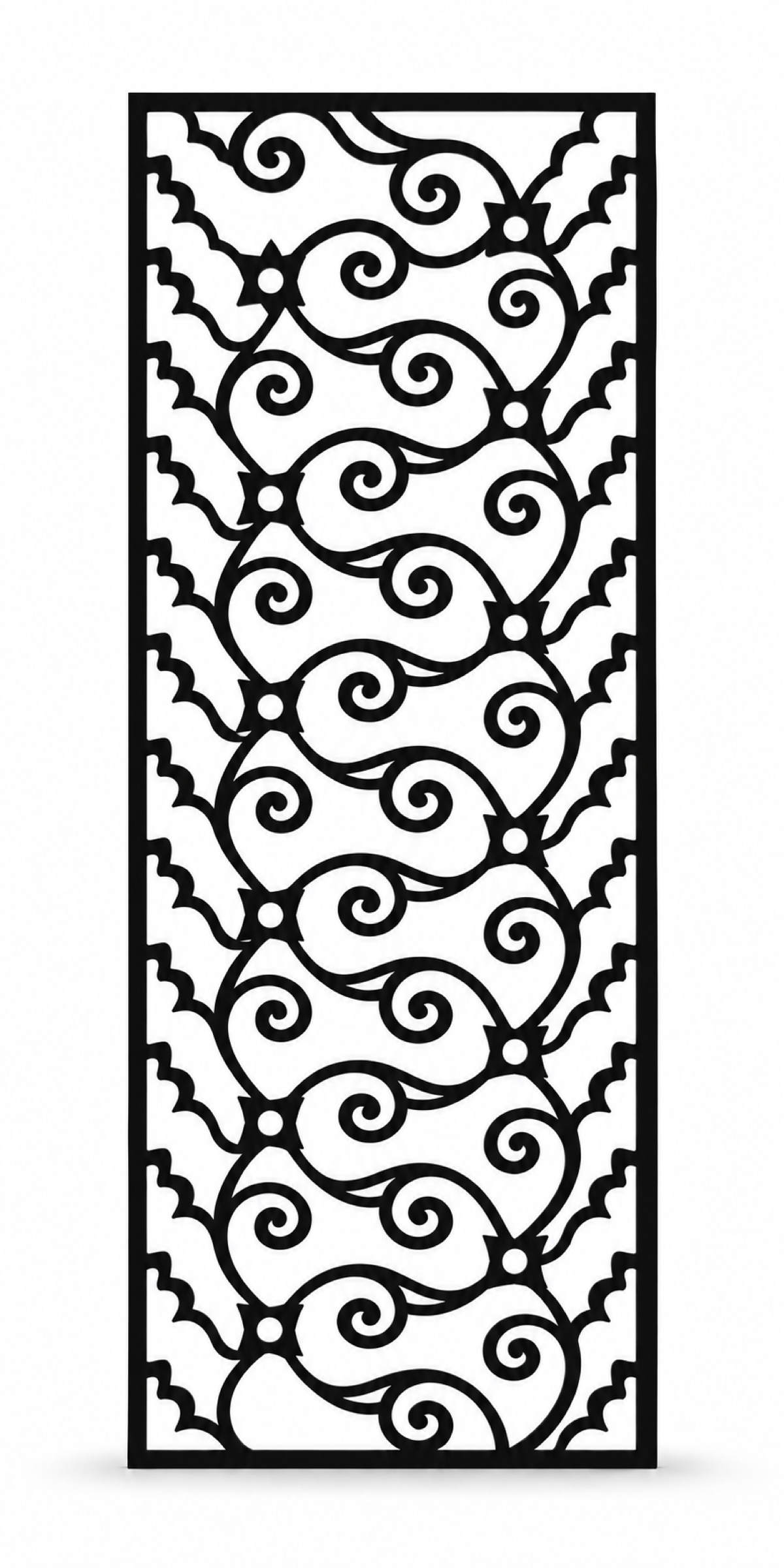 Design 383 Scalloped Cloud Vine Laser Cut Metal Privacy Screen Panel front main view