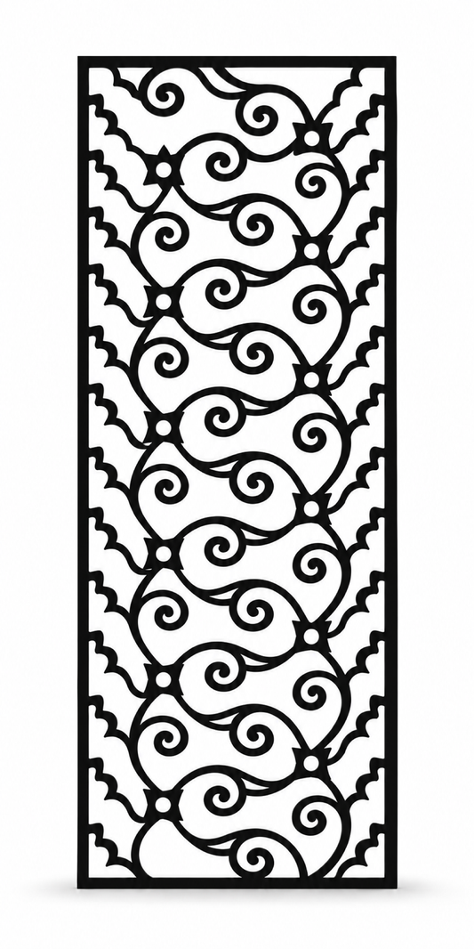 Design 383 Scalloped Cloud Vine Laser Cut Metal Privacy Screen Panel front main view