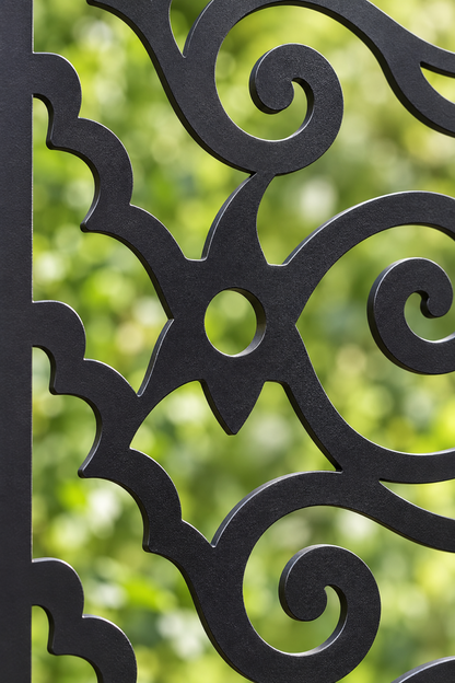 Design 383 Scalloped Cloud Vine Laser Cut Metal Privacy Screen Panel close-up detail view