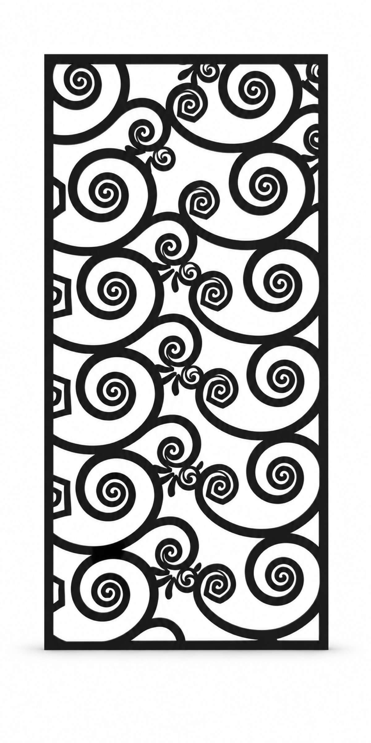 Design 385 Spiral Vine Mosaic Laser Cut Metal Privacy Screen Panel front main view
