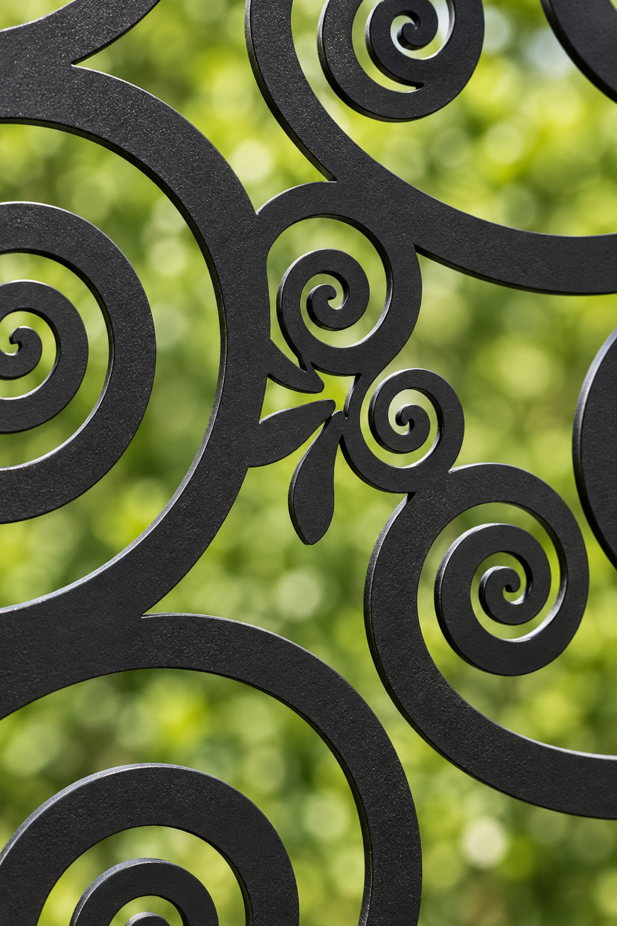 Design 385 Spiral Vine Mosaic Laser Cut Metal Privacy Screen Panel close-up detail view
