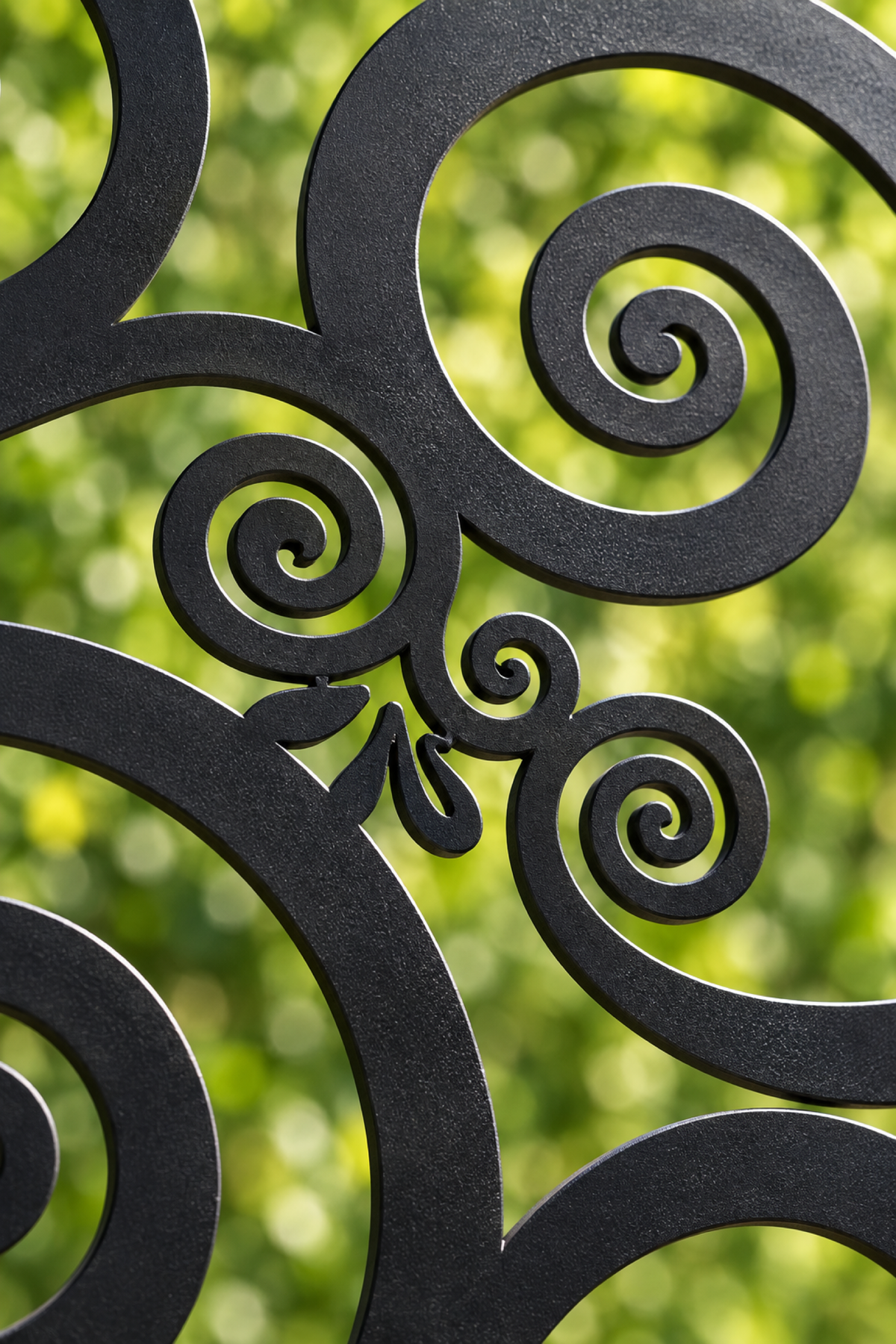 Design 386 Sprouting Spiral Field Laser Cut Metal Privacy Screen Panel close-up detail view