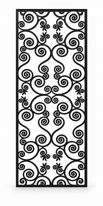 Design 388 Butterfly Spiral Scroll Laser Cut Metal Privacy Screen Panel front main view