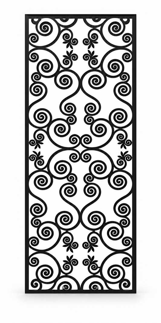 Design 388 Butterfly Spiral Scroll Laser Cut Metal Privacy Screen Panel front main view