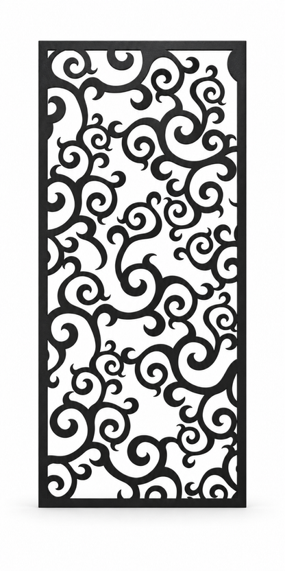 Design 390 Rolling Vine Cloud Laser Cut Metal Privacy Screen Panel front main view