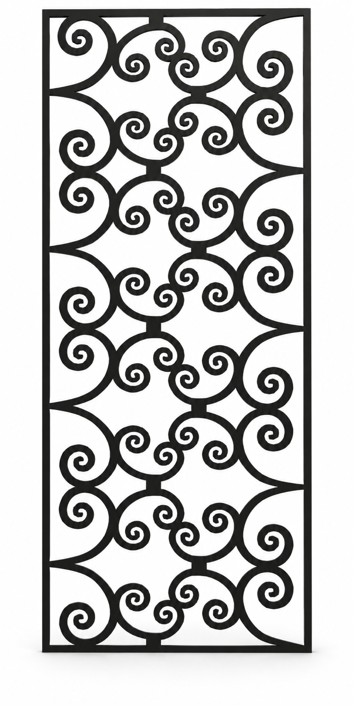 Design 391 Open Double Curl Laser Cut Metal Privacy Screen Panel front main view