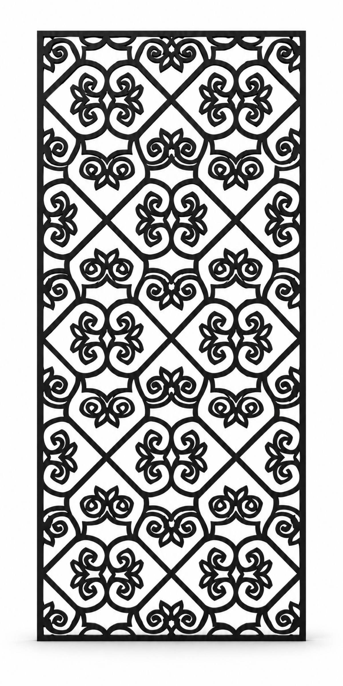 Design 392 Fleur Diamond Trellis Laser Cut Metal Privacy Screen Panel front main view