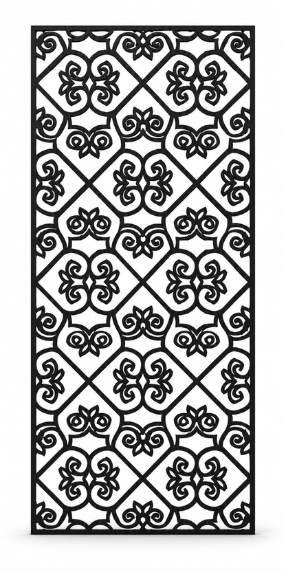 Design 392 Fleur Diamond Trellis Laser Cut Metal Privacy Screen Panel front main view