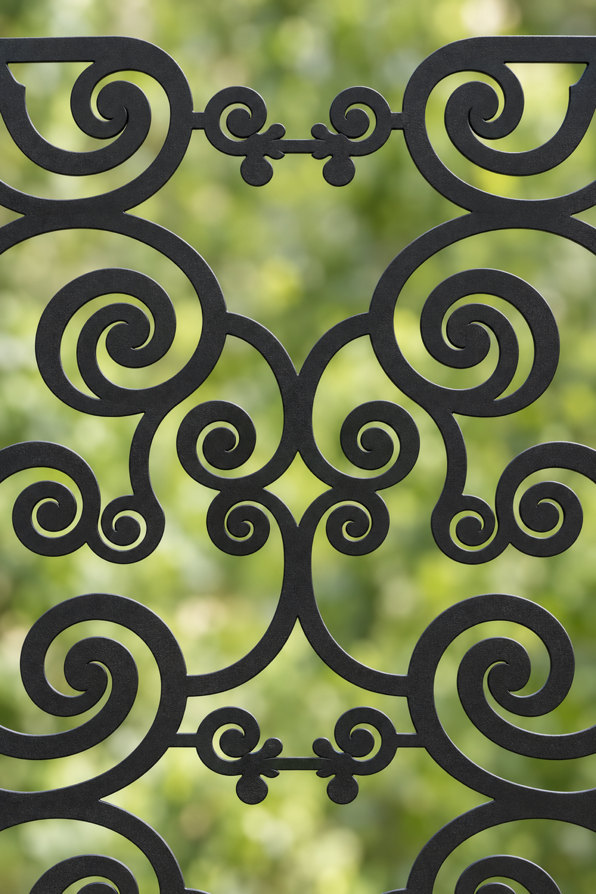 Design 393 Joined Spiral Rows Laser Cut Metal Privacy Screen Panel close-up detail view