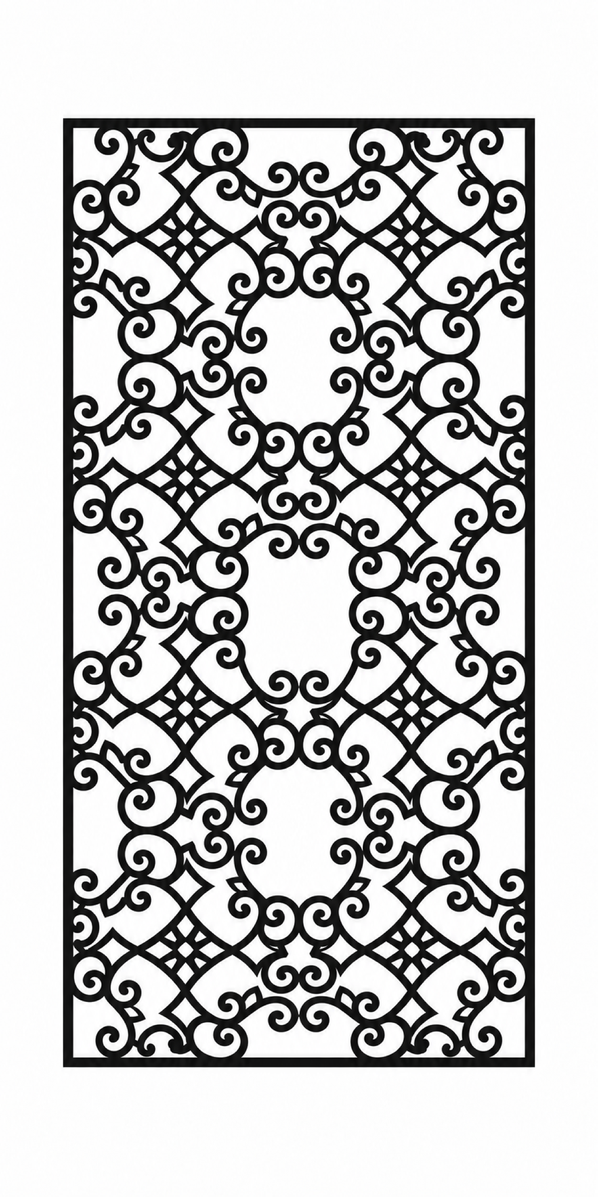 Design 394 Curved Diamond Filigree Laser Cut Metal Privacy Screen Panel front main view
