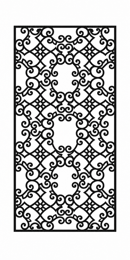 Design 394 Curved Diamond Filigree Laser Cut Metal Privacy Screen Panel front main view