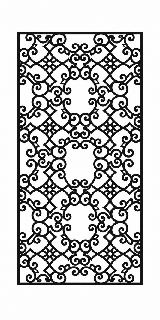 Design 394 Curved Diamond Filigree Laser Cut Metal Privacy Screen Panel front main view