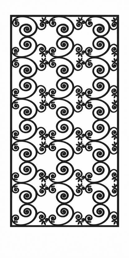 Design 395 Butterfly Scroll Rows Laser Cut Metal Privacy Screen Panel front main view