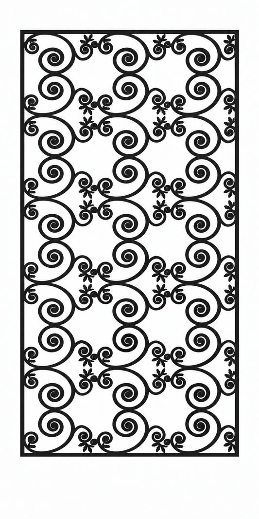 Design 395 Butterfly Scroll Rows Laser Cut Metal Privacy Screen Panel front main view