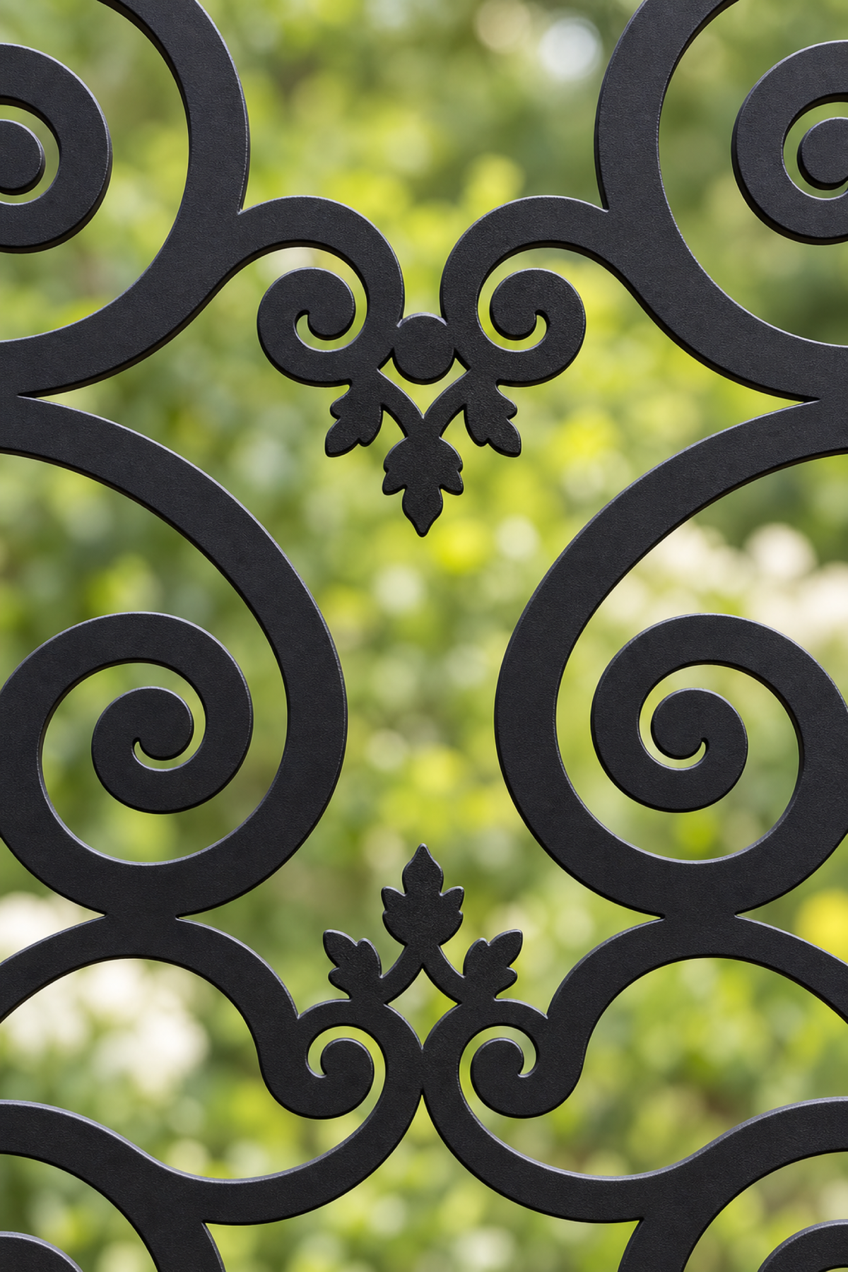 Design 395 Butterfly Scroll Rows Laser Cut Metal Privacy Screen Panel close-up detail view