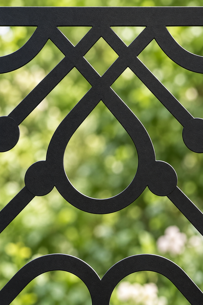 Design 396 Diamond Circle Lattice Laser Cut Metal Privacy Screen Panel close-up detail view