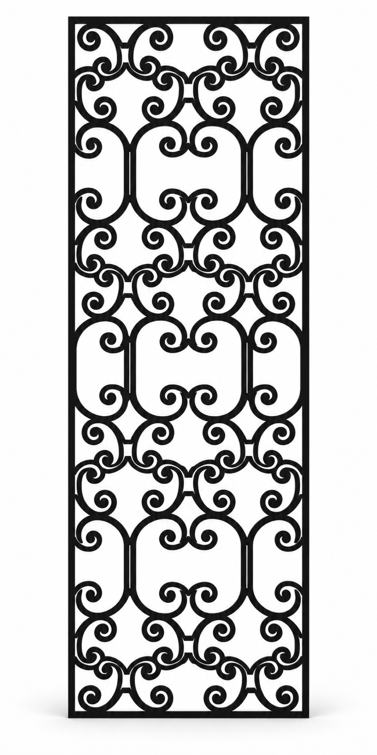 Design 397 Stacked Ruyi Scroll Laser Cut Metal Privacy Screen Panel front main view