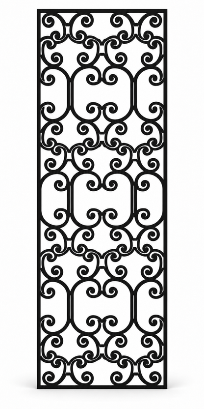 Design 397 Stacked Ruyi Scroll Laser Cut Metal Privacy Screen Panel front main view