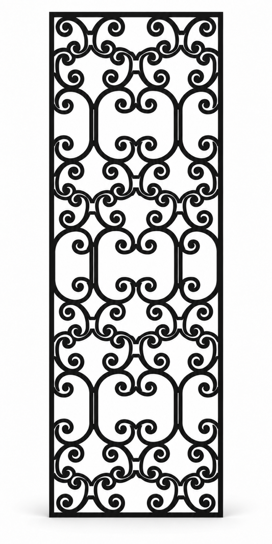 Design 397 Stacked Ruyi Scroll Laser Cut Metal Privacy Screen Panel front main view