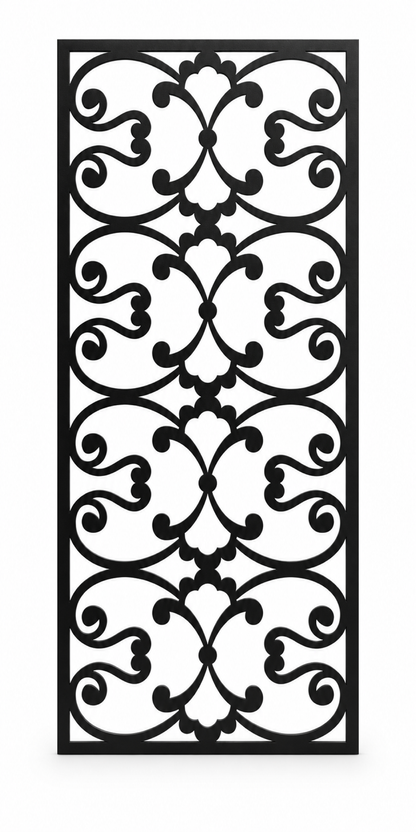 Design 398 Bell Fleur Lattice Laser Cut Metal Privacy Screen Panel front main view