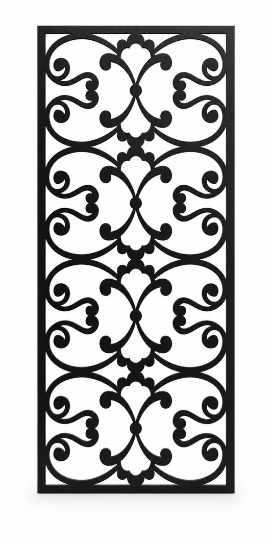 Design 398 Bell Fleur Lattice Laser Cut Metal Privacy Screen Panel front main view