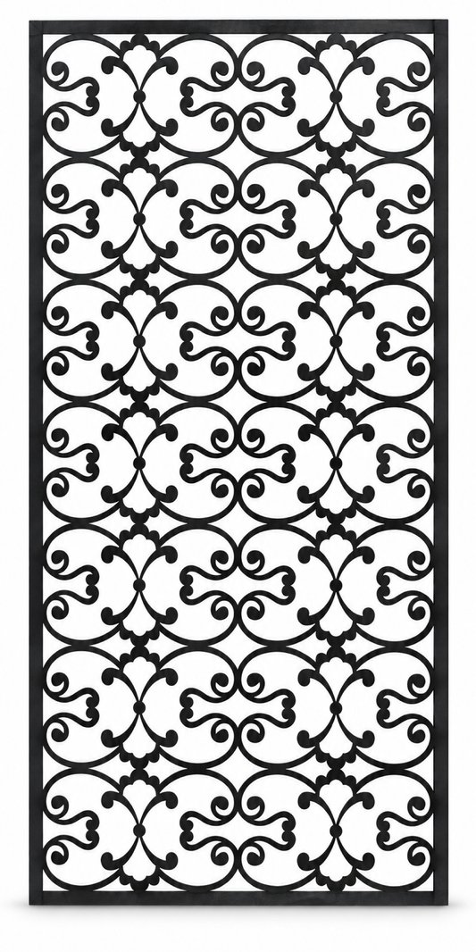 Design 399 Fine Curl Trellis Laser Cut Metal Privacy Screen Panel front main view