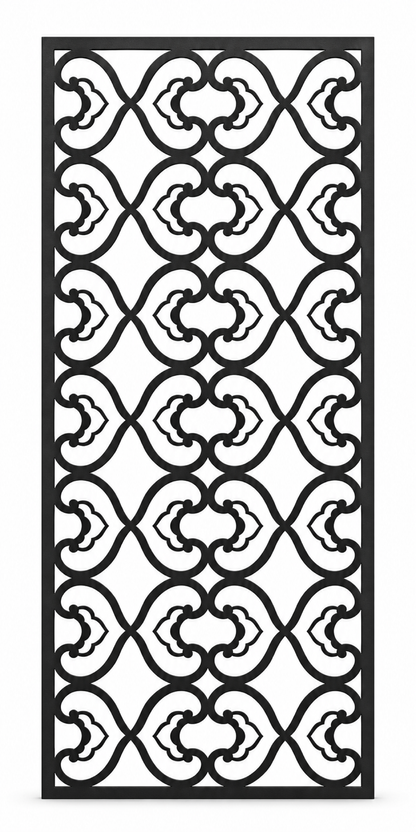 Design 400 Quatrefoil Ribbon Lattice Laser Cut Metal Privacy Screen Panel front main view