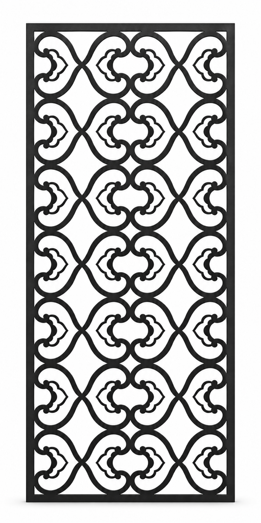 Design 400 Quatrefoil Ribbon Lattice Laser Cut Metal Privacy Screen Panel front main view