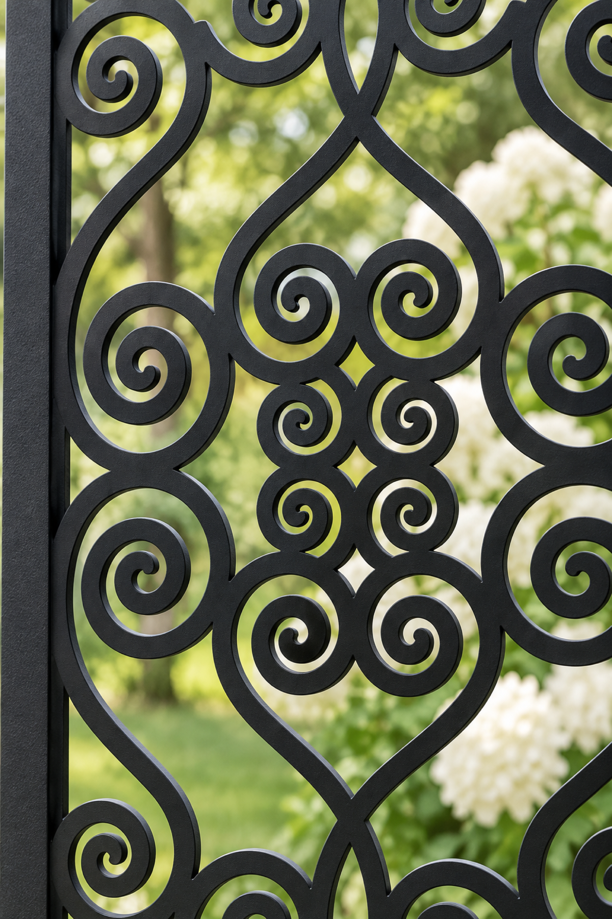 Design 402 Teardrop Cloud Medallions Laser Cut Metal Privacy Screen Panel close-up detail view
