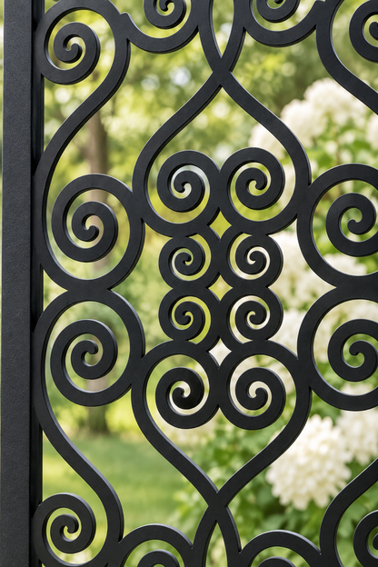 Design 402 Teardrop Cloud Medallions Laser Cut Metal Privacy Screen Panel close-up detail view