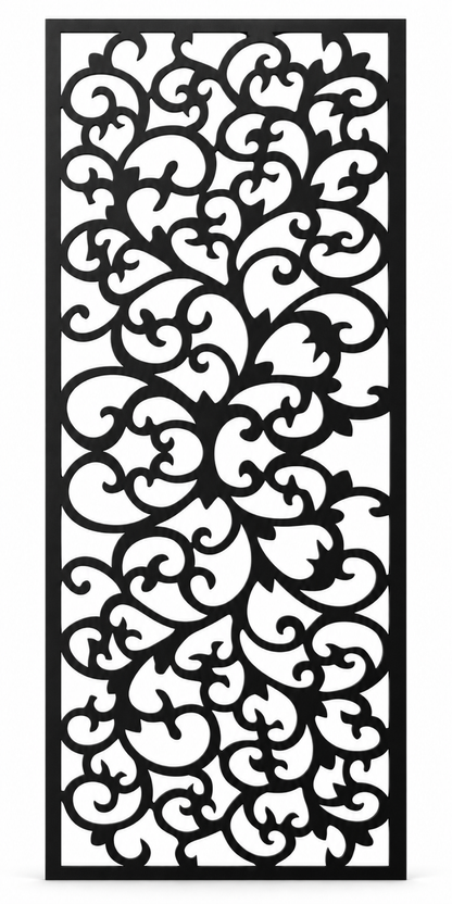 Design 403 Dense Botanical Scroll Laser Cut Metal Privacy Screen Panel front main view