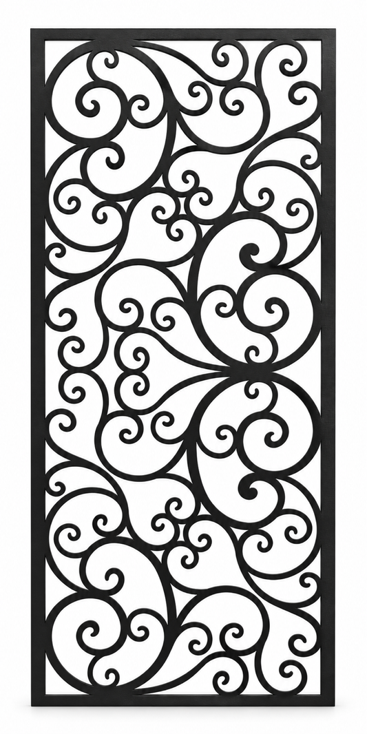 Design 405 Airy Vine Scroll Laser Cut Metal Privacy Screen Panel front main view