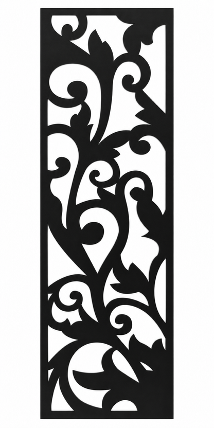 Design 406 Lotus Stem Silhouette Laser Cut Metal Privacy Screen Panel front main view