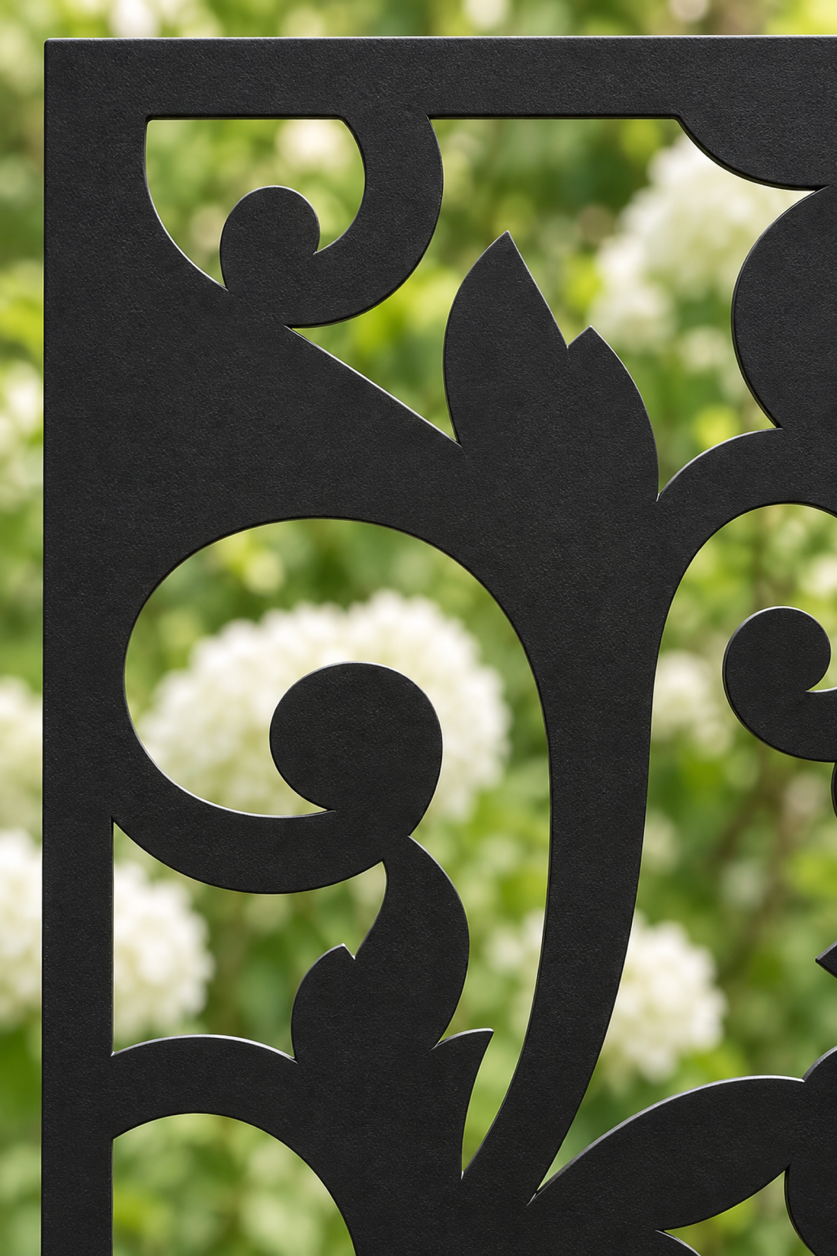 Design 406 Lotus Stem Silhouette Laser Cut Metal Privacy Screen Panel close-up detail view