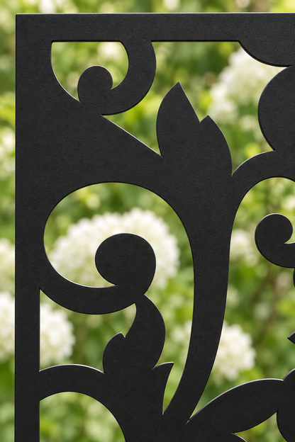 Design 406 Lotus Stem Silhouette Laser Cut Metal Privacy Screen Panel close-up detail view