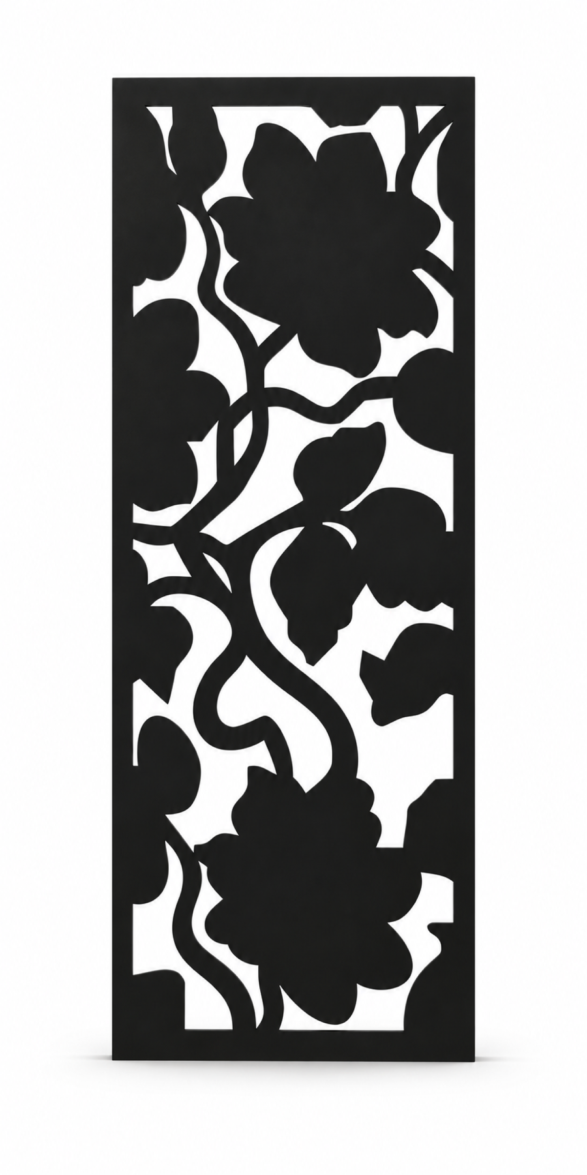Design 407 Bold Floral Shadow Laser Cut Metal Privacy Screen Panel front main view