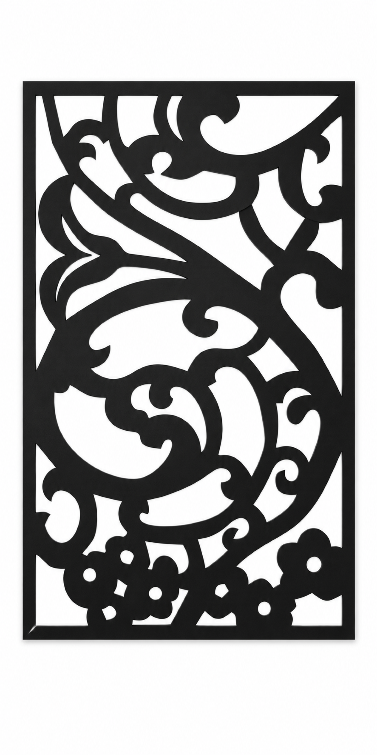 Design 408 Flower and Berry Branch Laser Cut Metal Privacy Screen Panel front main view