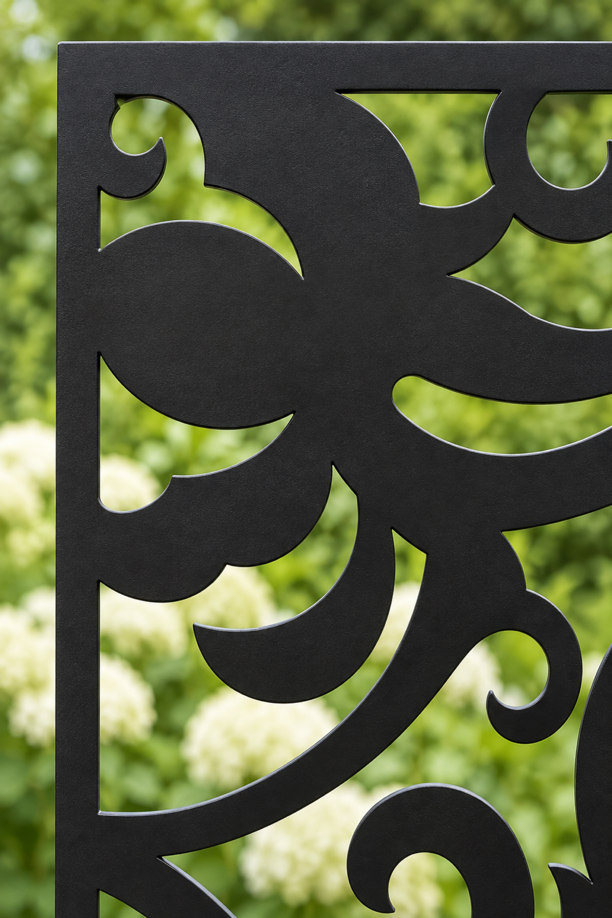 Design 409 Bold Cloud Leaf Laser Cut Metal Privacy Screen Panel close-up detail view