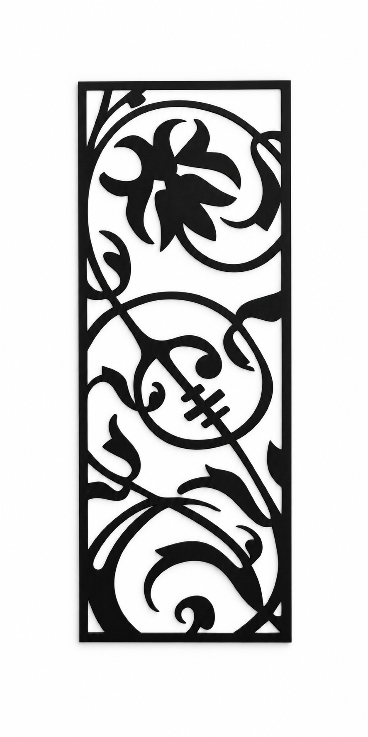 Design 412 Bird Blossom Curl Laser Cut Metal Privacy Screen Panel front main view