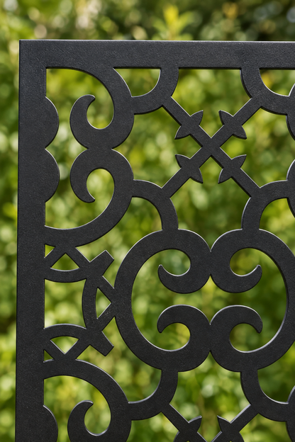 Design 413 Cloud Trellis Grid Laser Cut Metal Privacy Screen Panel close-up detail view
