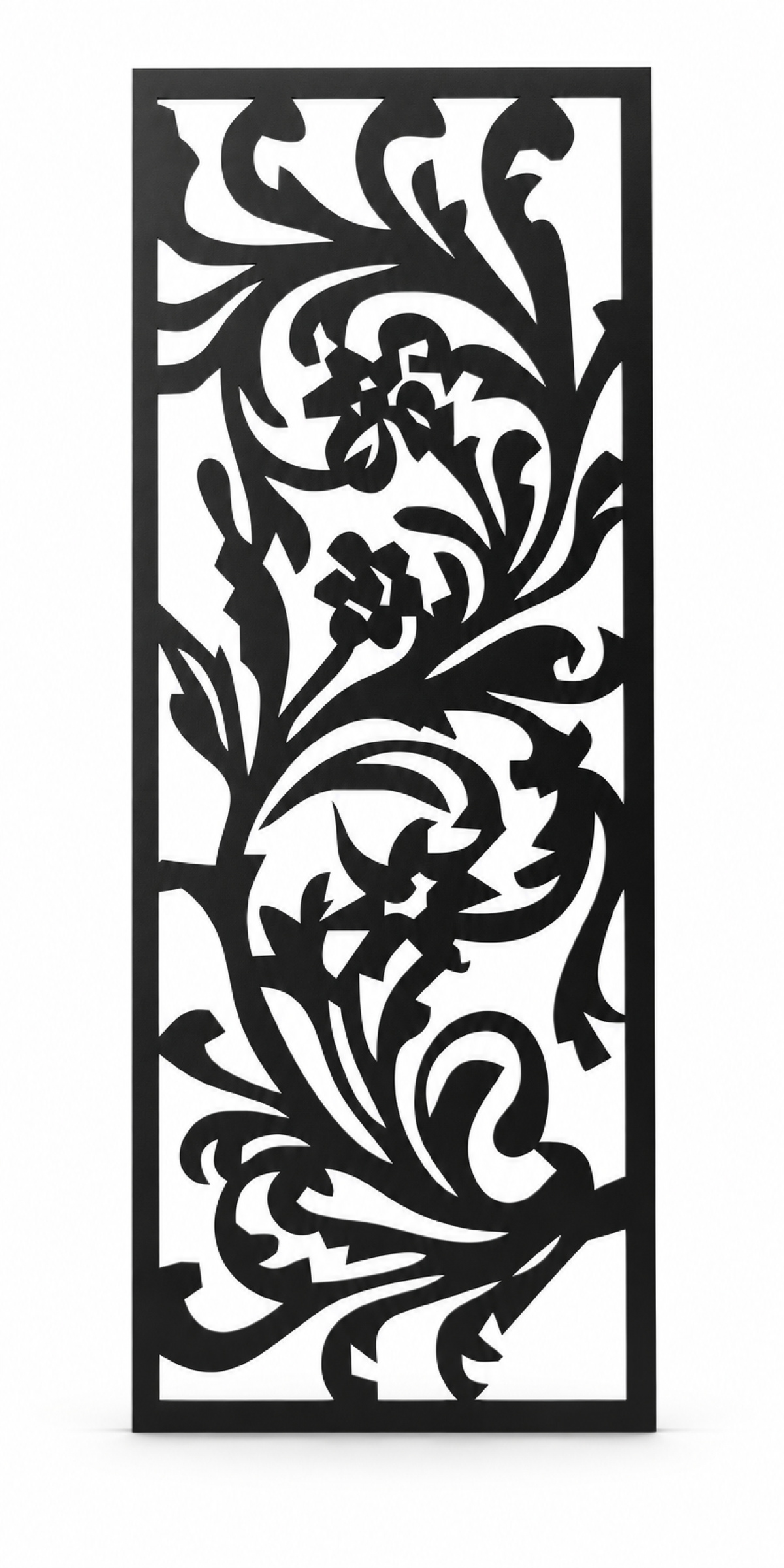 Design 415 Phoenix Floral Scroll Laser Cut Metal Privacy Screen Panel front main view