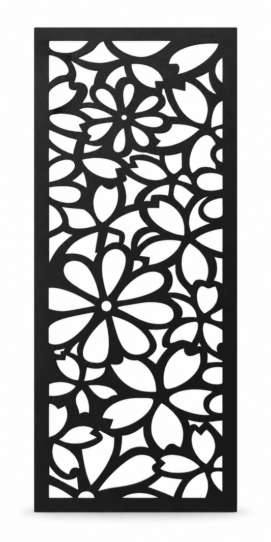 Design 416 Daisy Bloom Lattice Laser Cut Metal Privacy Screen Panel front main view