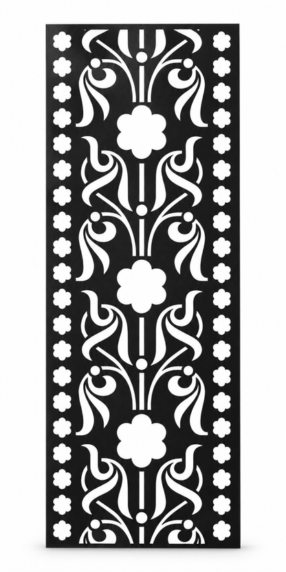 Design 417 Deco Flower Ribbon Laser Cut Metal Privacy Screen Panel front main view