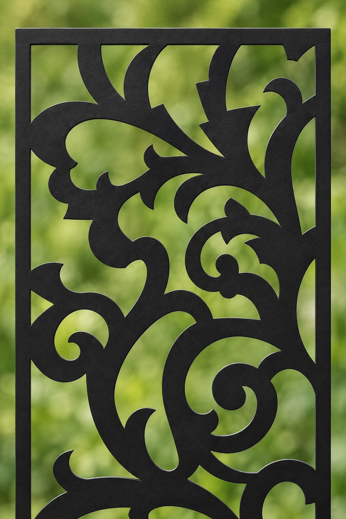 Design 418 Large Acanthus Column Laser Cut Metal Privacy Screen Panel close-up detail view