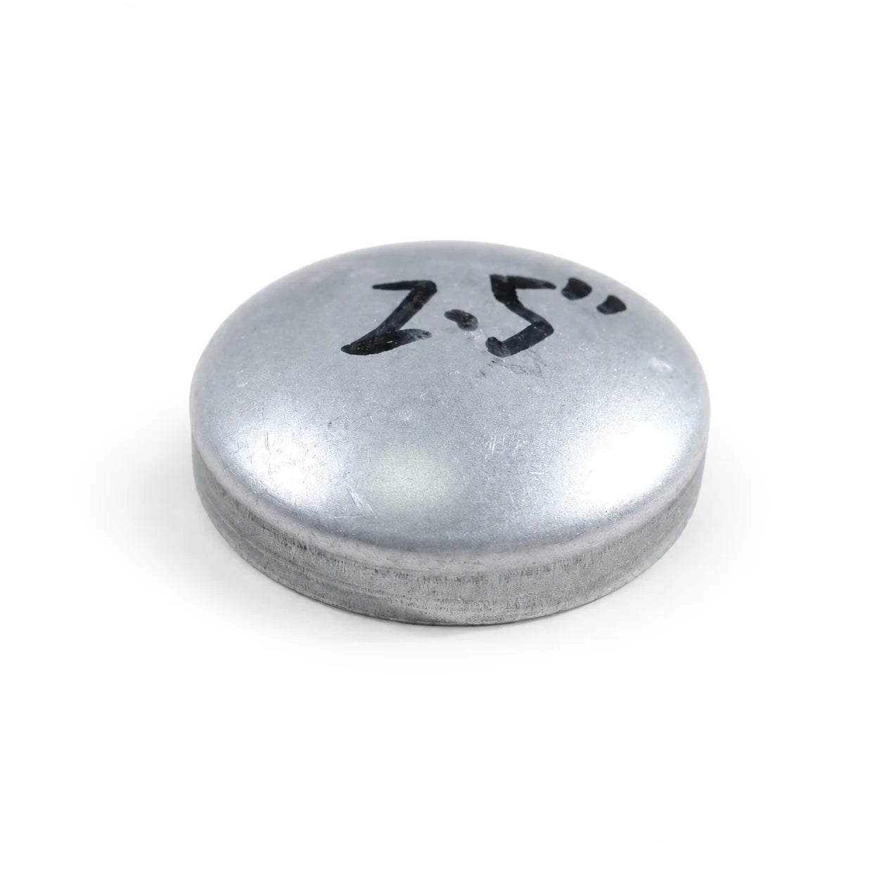 2-1/2 inch flat round pre-galvanized steel fence post cap underside fit view