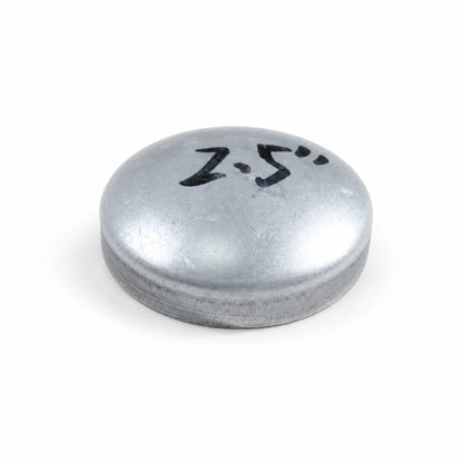 2-1/2 inch flat round pre-galvanized steel fence post cap underside fit view