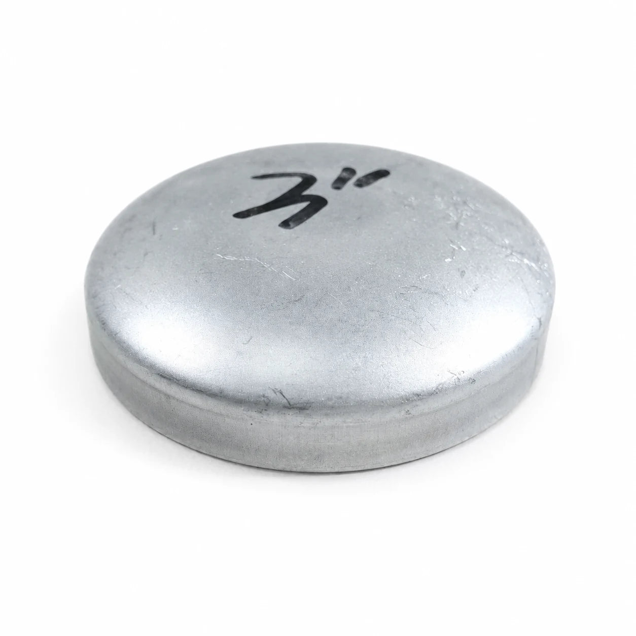 3 inch flat round pre-galvanized steel fence post cap side profile
