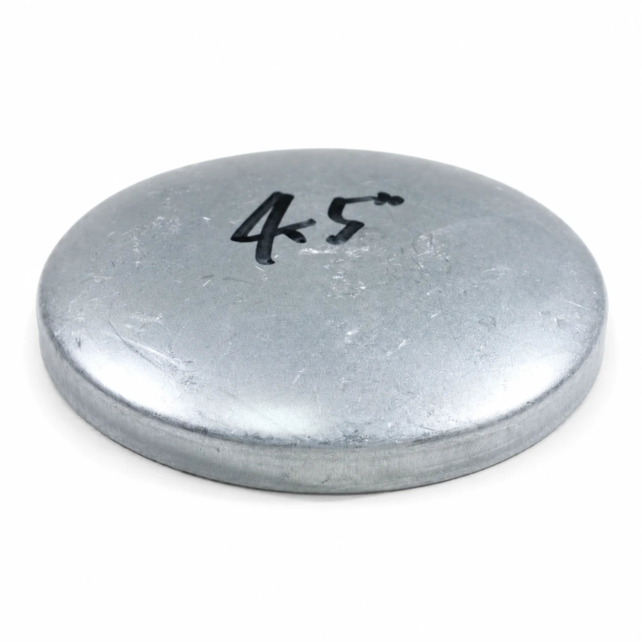 4-1/2 inch flat round pre-galvanized steel fence post cap side profile